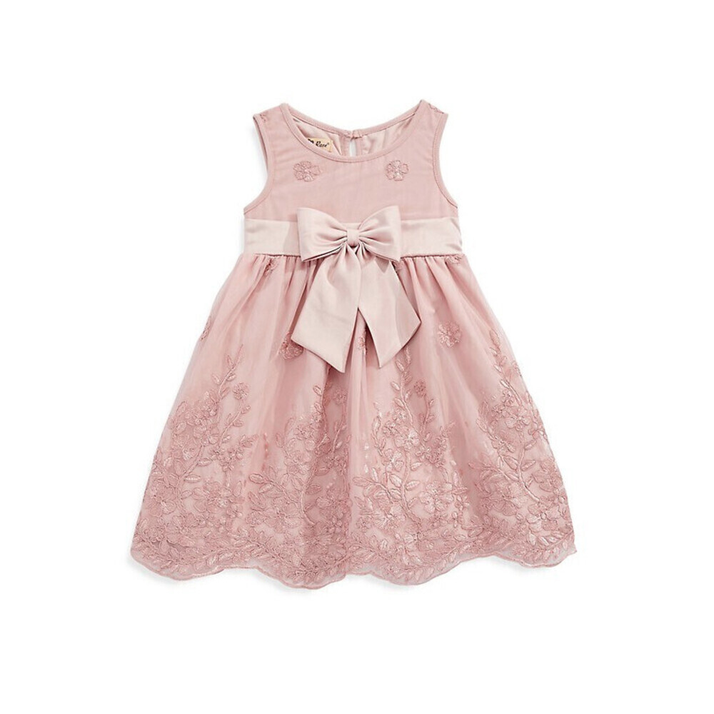 Purple Rose Little Girl's Embroidered Sleeveless Dress In Blush Size 6 $66